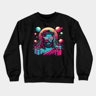 COOL JESUS PLANETS RETRO 80'S NEON VIBE Crewneck Sweatshirt